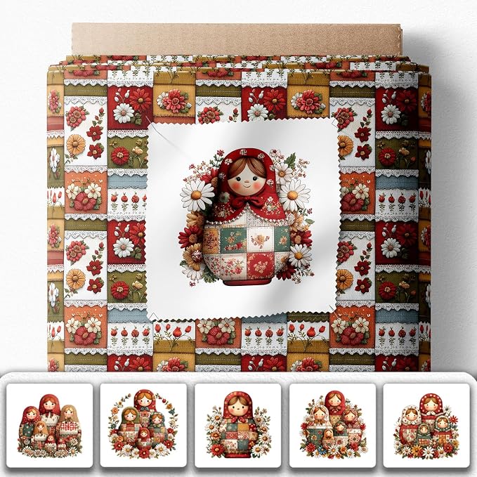 Matryoshka Patchwork Quilting Fabric Panel – 6× Blocks + Bonus Patchwork Sheet - Image 2