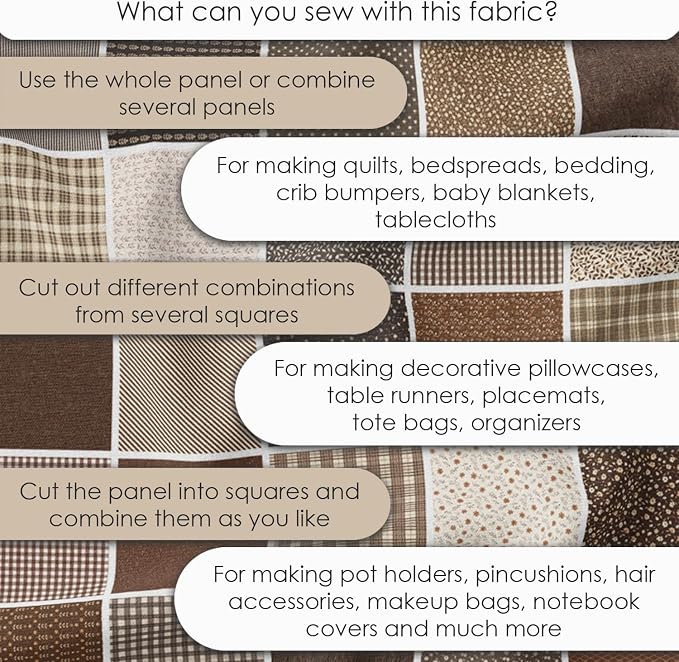 Cotton Satin Patchwork Fabric Panel – 35 Designs, 20×20 cm Squares, Single - Image 6