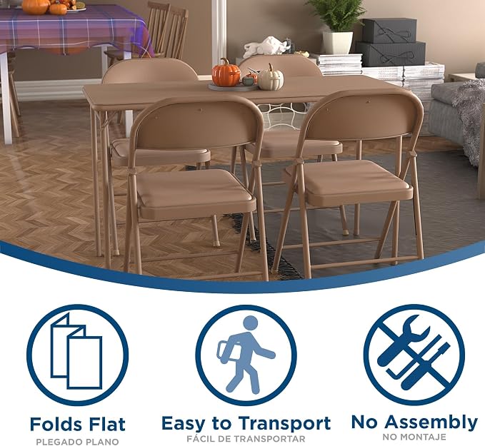 CoscoProducts Cosco Folding Serving Table, Antique Linen - Image 5