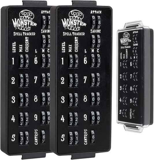 Ultimate RPG Spell Tracker for DND (2 pk)- Keep Track of All Magic Stats, Levels, Modifiers Easily w Adjustable Place-Locking Dials & Protective Cover- Compatible w Dungeons Dragons 5e Tabletop Games