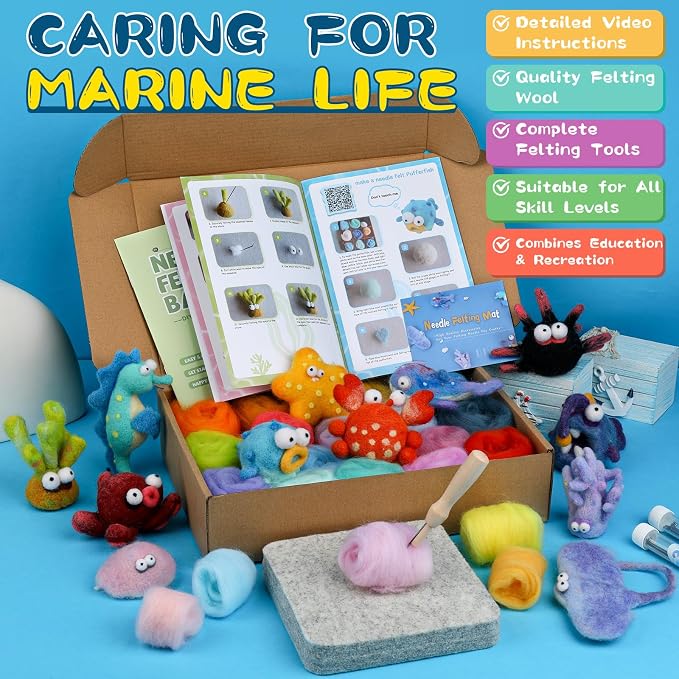Fedmut Needle Felting Kits for Beginners Adult 12 Sea Animal Supplies - Image 3