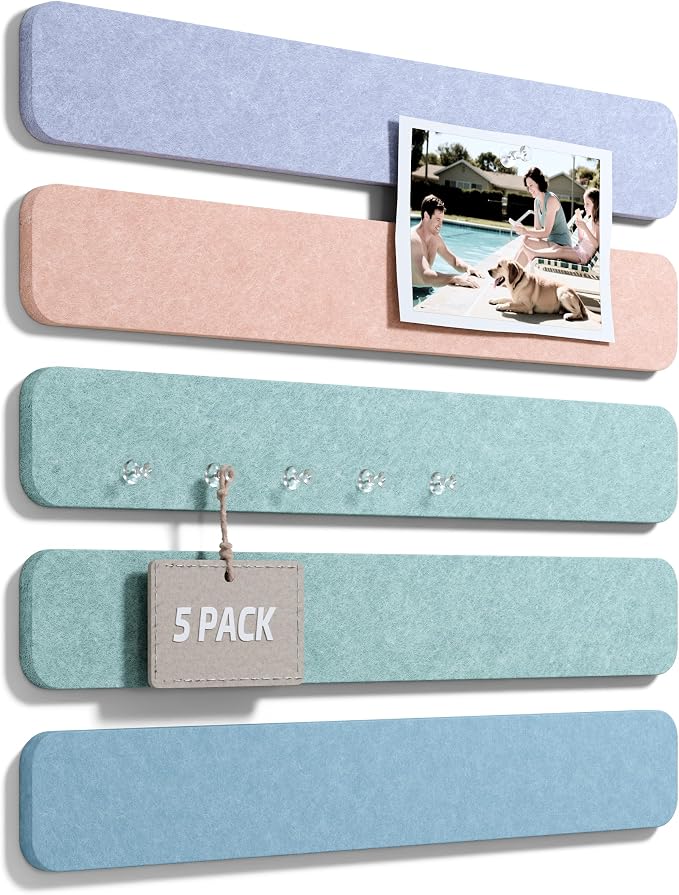 Fluxynara Cork Board Alternative Felt Strip Board 5-Pack 13"x2", Office Pin by FLUXYNARA