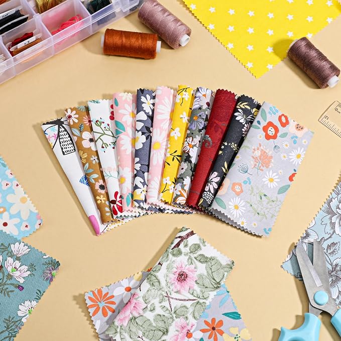 100 Pcs 5"x 5" Charm Packs for Quilting, Precut Multi-Color Printed Floral - Image 5