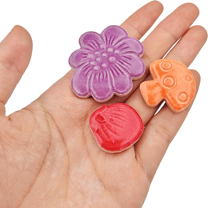 500g/1.1lb Ceramic Mosaic Tiles Mixed Shapes of Flowers, Mushrooms - Image 4