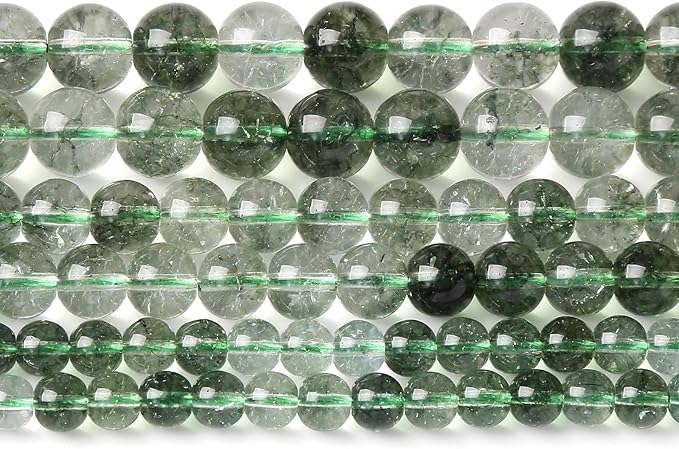 36PCS 10MM Green Crackle Phantom Ghost Crystal Beads for Jewelry Making DIY Bracelet Necklace Accessories 15" Energy Healing Power Stone Beads