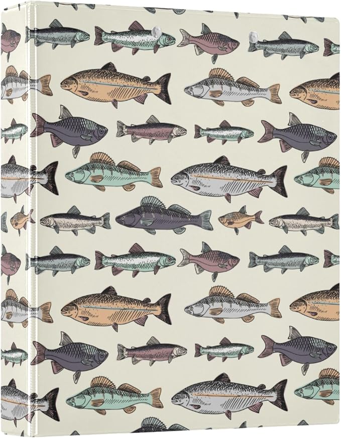 Sea Fish Round Ring Binders Ocean Creatures 3 Ring Clipboard Binder by Wamika
