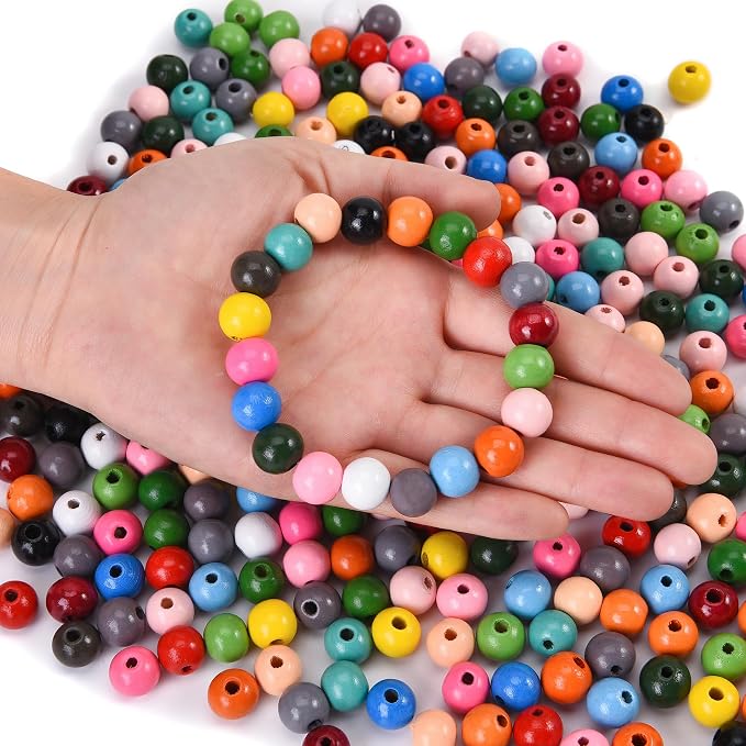 400PCS 12mm 20 Colors Colorful Round Wooden Beads by QDXATIVP
