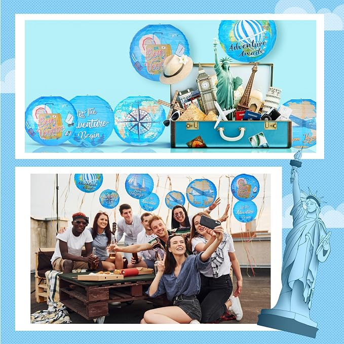 Panelee 12 Pcs Travel Around The World Paper Lanterns Party Decorations 8 Inch - Image 6