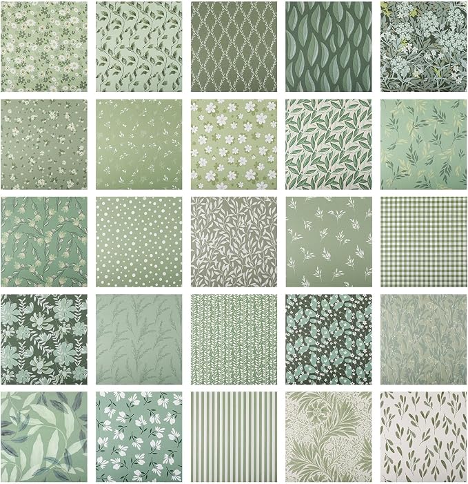 25 Pcs Sage Green Cotton Fabric Squares, 10 x 10 Inch, Precut | 25 assorted - Image 7