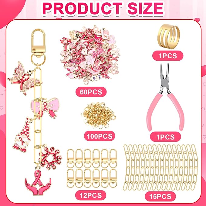 AUGSUN 189Pcs Keychain Making Kit, Charm Jewelry Chain Making Crafts Including - Image 2