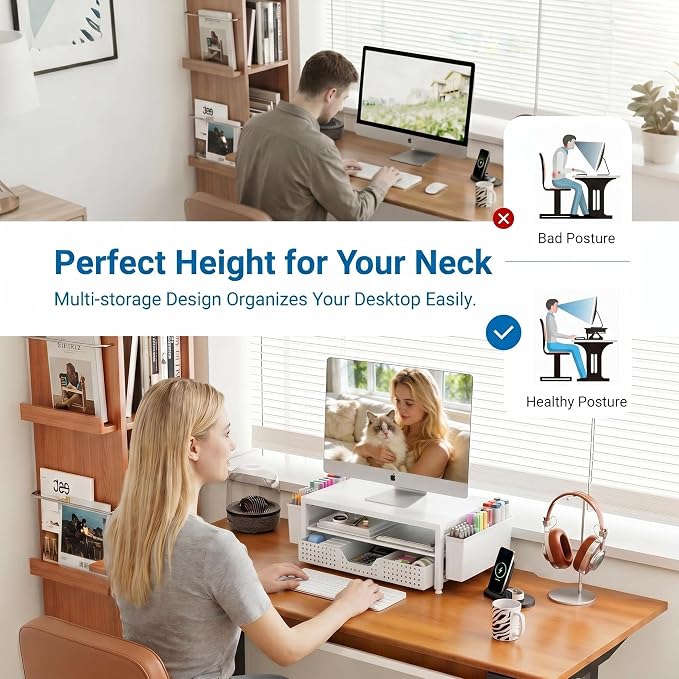OPNICE Desk Organizers and Accessories, Computer Monitor Stand Riser - Image 3