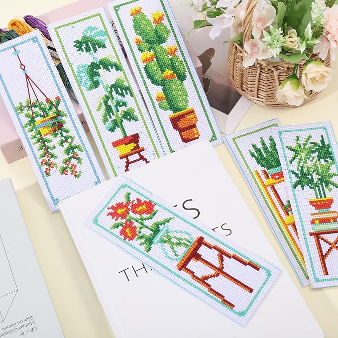 ORIGACH 6 Set Green Plants Cross Stitch Bookmark Kit - Image 3