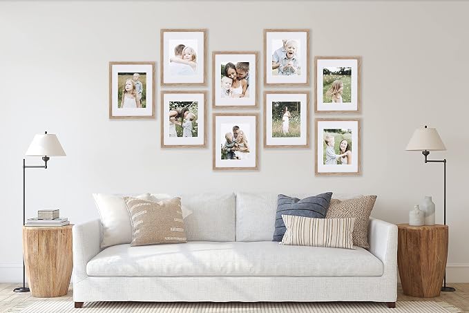 Sheffield Home 9 Piece Gallery Wall Frame Set, 11x14 Inch, Light Natural - Image 6