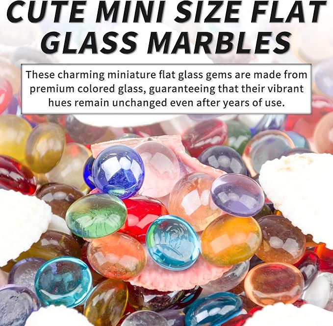1 LB Mixed Color Flat Glass Beads, 160-180PCS Small Glass Marbles, Mini Flat - Image 5