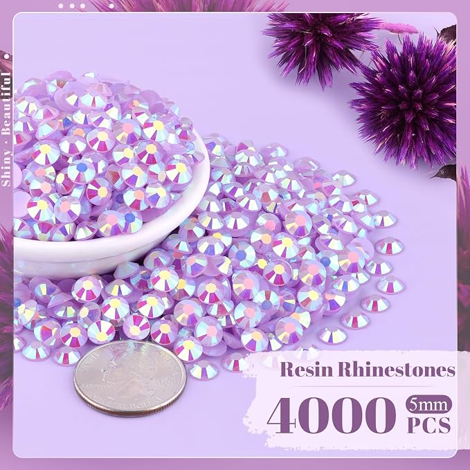4000PCS 5mm Resin Jelly Rhinestones in Bulk, Bedazzling Flatback Crystals - Image 2