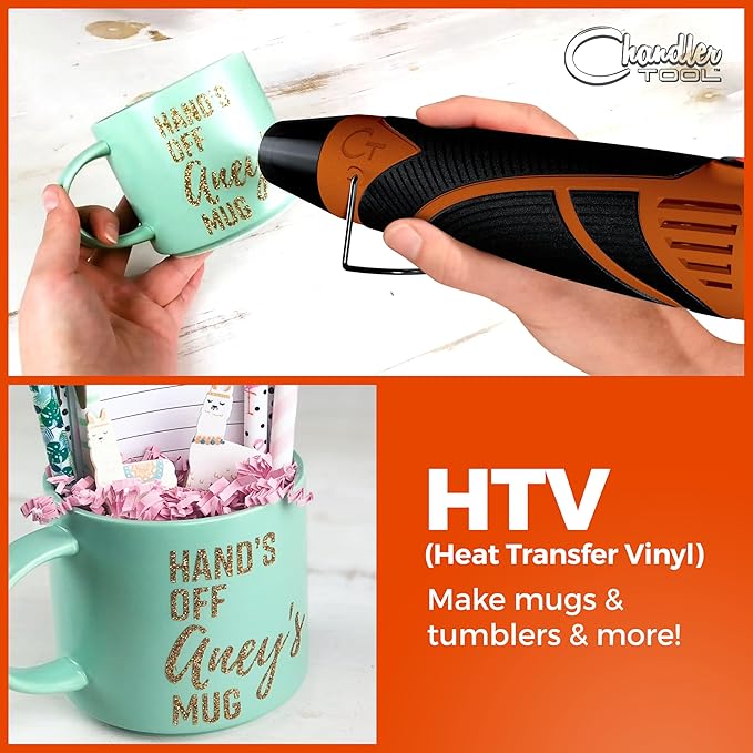Heat Gun for Crafting, Mini Dual Temp Hot Air Gun Tool for Epoxy Resin, Shrink Wrapping, Vinyl Wrap, Embossing, Electronics, Candle Making, Sublimation, Phone Repair & DIY (Orange/Black)
