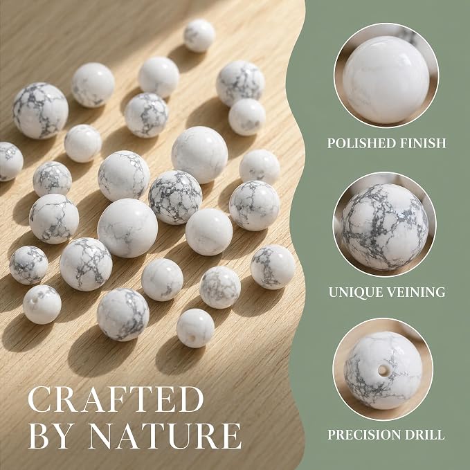 36pcs Natural Matte White Howlite Gemstone Beads，10mm Frosted Round Loose Stone - Image 5