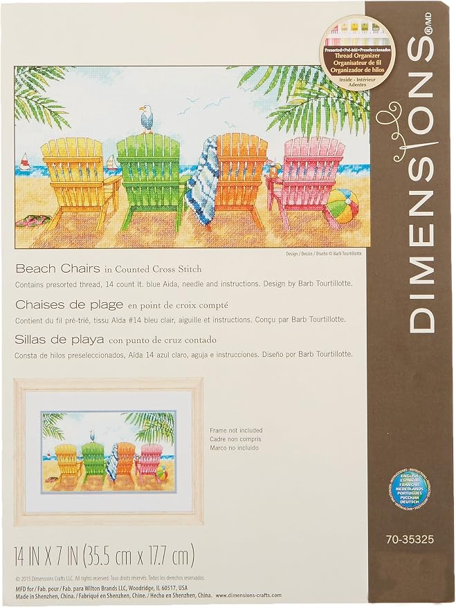Dimensions Colored Beach Chairs Counted Cross Stitch Kit by DIMENSIONS