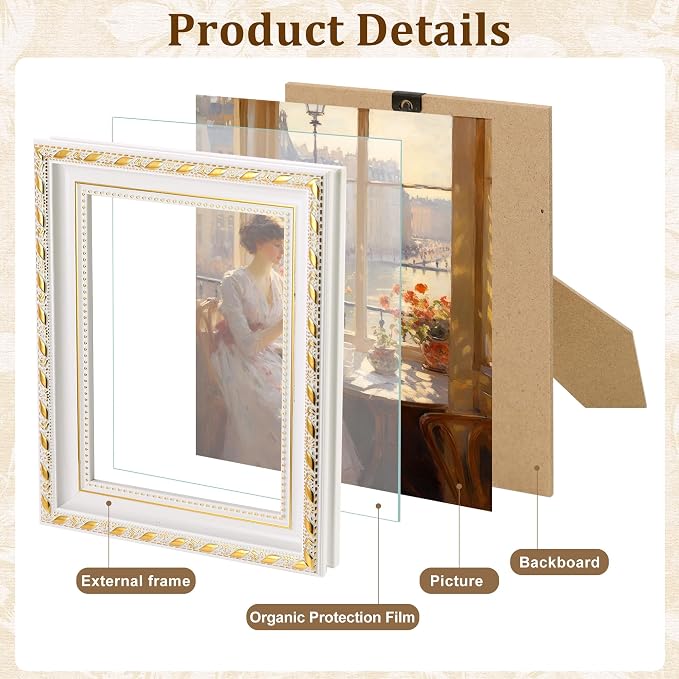 10-Pack Gold Vintage Picture Frames Set, Antique Gallery Wall Frame Set | Wall - Image 4