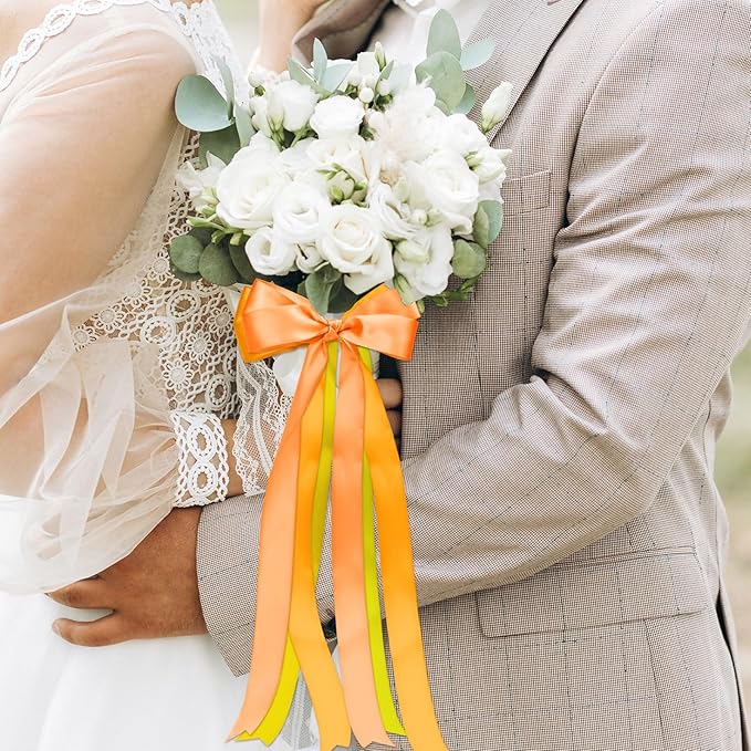 1-1/2 Inch Orange Satin Ribbons for Crafts, 6 Rolls Single-Faced Orange Assorted Ribbons for Gift Wrapping Flower Bouquet Wedding Invitations Bridal Shower Hair Bows Garland Party Decor