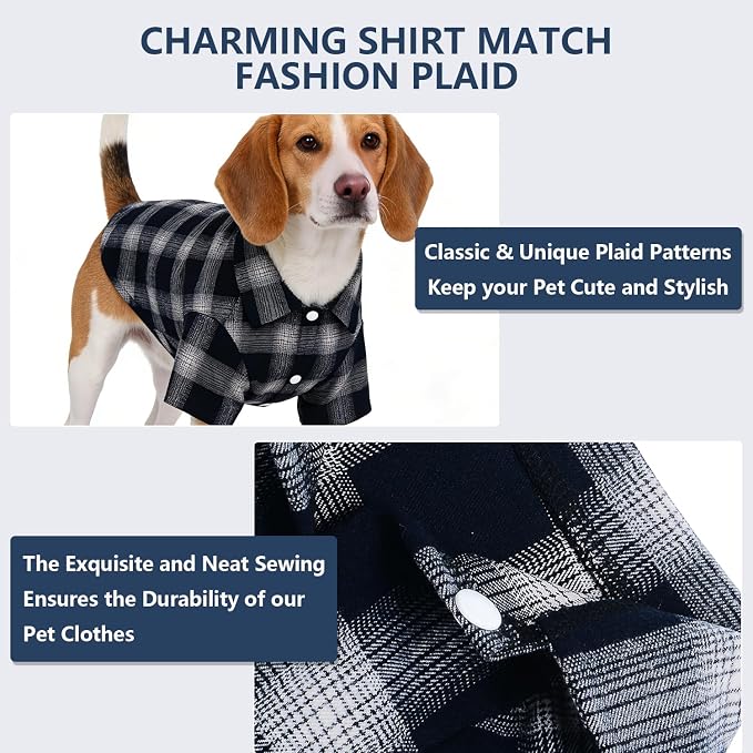 Koneseve Dog Shirt Pet Plaid Clothes T-Shirt Sweater Breathable - Image 4