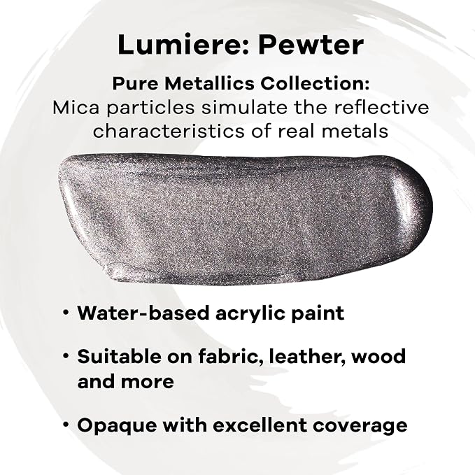 Jacquard Lumiere 2.25oz Fabric Paint Pewter - Image 2