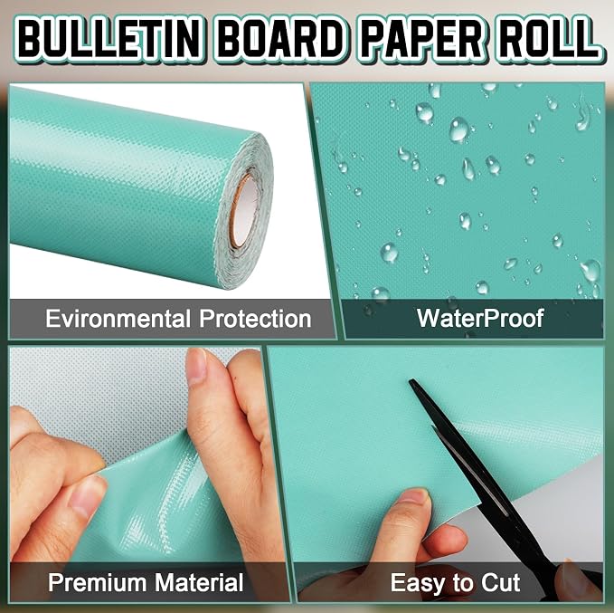 Inkspire Light Turquoise Bulletin Board Paper Roll, 14.8FTx18.5IN Large - Image 3