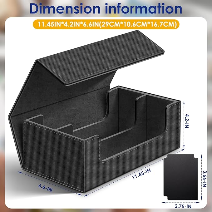 1200+ Card Deck Case for Trading Cards, Leather Commander Card Storage Box Magnetic Card Holder Fit for MTG TCG and Sport Cards