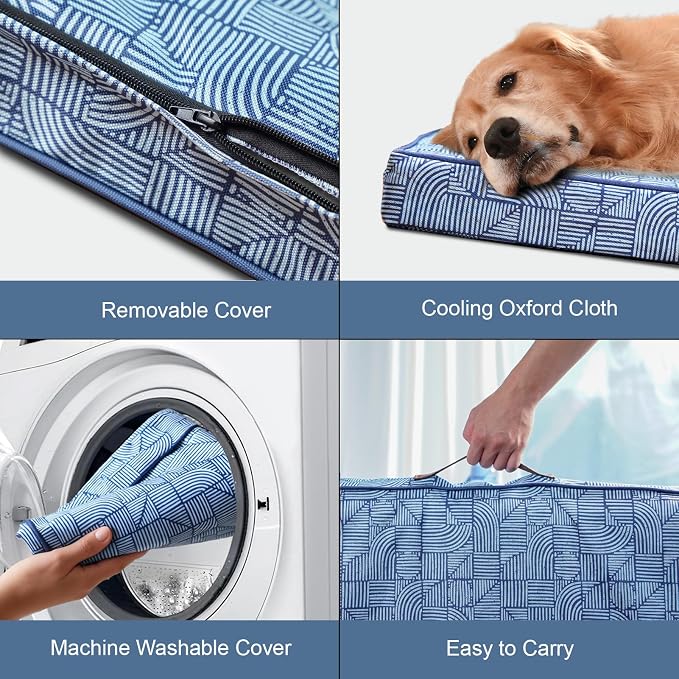 Outdoor Large Washable Dog Bed, Orthopedic Egg Crate Foam Dog Crate Mat - Image 6