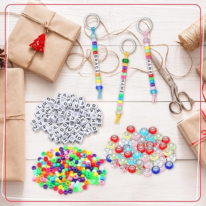 Landical 564 Pcs DIY Bead Keychain Kit Key Chain Making Craft Adjustable Letter - Image 5