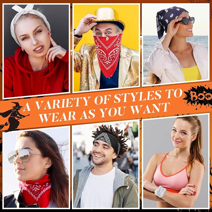100 Pack Bandanas Unisex Paisley Bandanas Bulk Multi Purpose Cowboy Head Wrap - Image 6