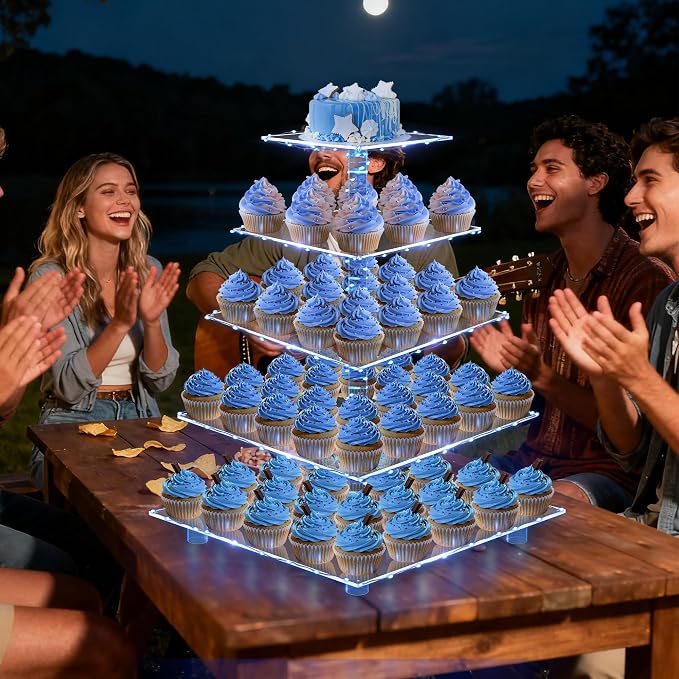 YestBuy 5 Tier Cupcake Stand Acrylic Cupcake Tower Display - Image 6