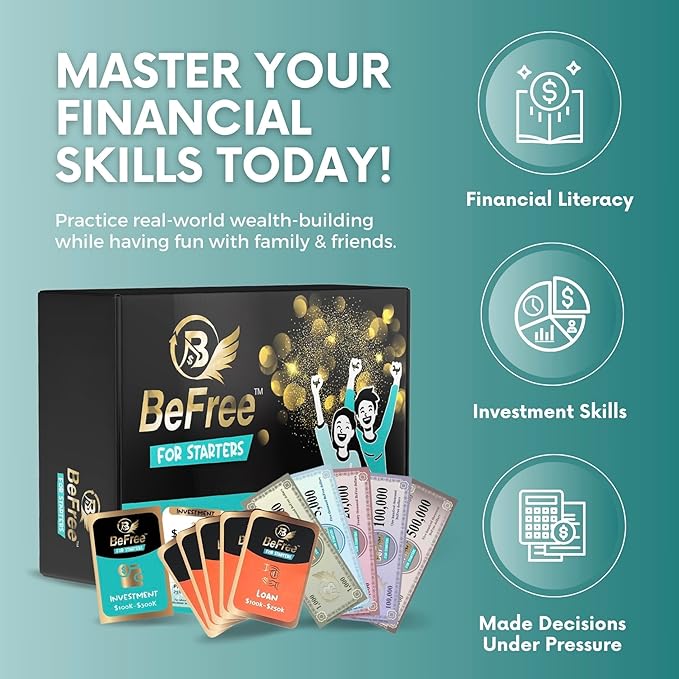BeFree for Starters – Financial Literacy Card Game | Learn to Earn Money, Invest & Manage Cash Flow | Educational Family Strategy Game for Teens & Adults