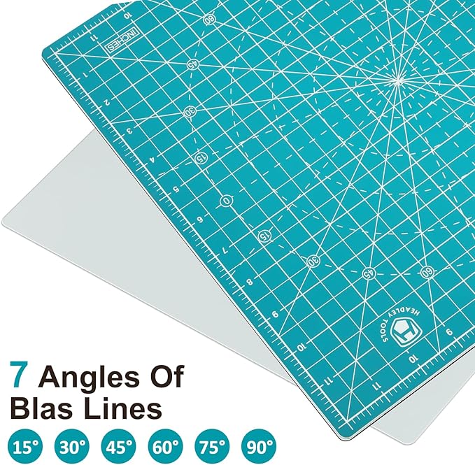 Headley Tools 12"x12" Rotating Cutting Mat, Self Healing Mat with 360-Degree Rotation & Anti-Slip Base, Sewing Board Cutting Mat Perfect for Fabric Quilting Leather Hobby Project, Turquoise