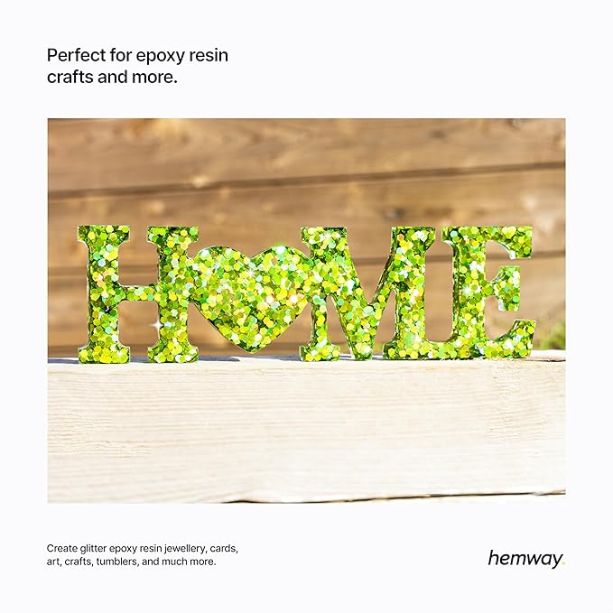 Hemway Glitter for Resin 100g Lime Green Holographic Metallic Crystals for Epoxy Craft Super Chunky Flakes Tumblers Wax Melt