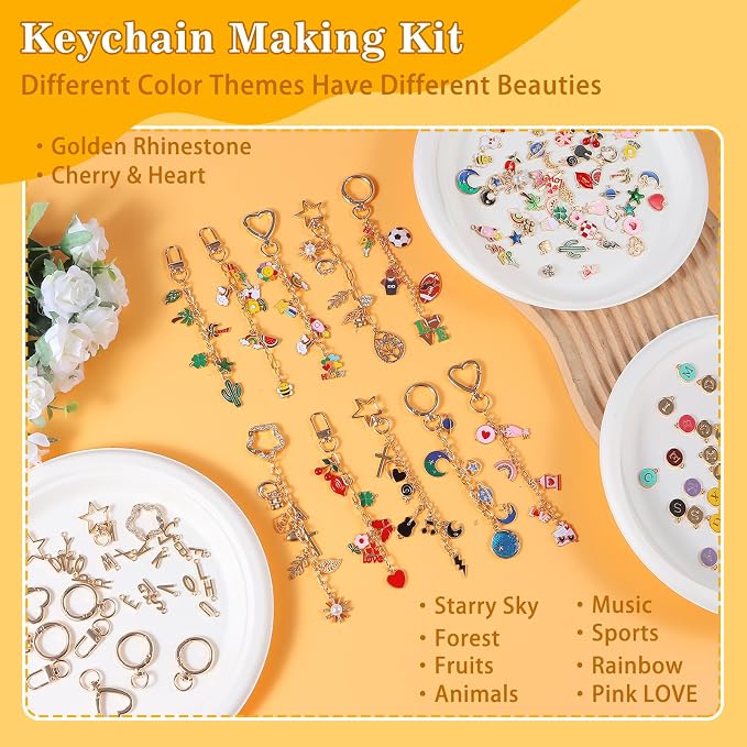 Riwiuue 668Pcs Lip Gloss Keychain Making Kit, DIY Charms Key Chain Kit - Image 5