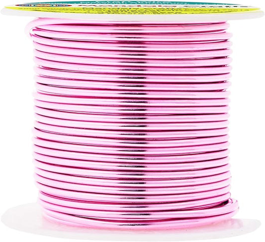 Mandala Crafts 14 Gauge Anodized Aluminum Craft Wire for Jewelry Making - 60 FT Colored Flexible Pink Wire - Bendable for Bonsai Armature Crafting Sculpting