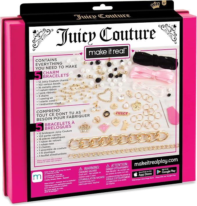 Make It Real: Juicy Coture Chains & Charms, DIY Bracelet Kit, Includes 12 Juicy - Image 2