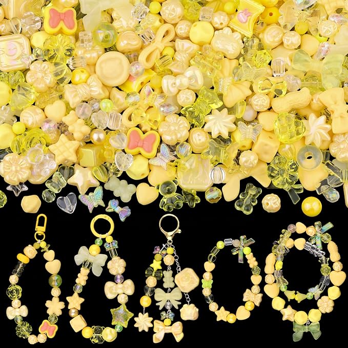 200-260PCS TINKRSTUFF Assorted Yellow Acrylic Beads by TINKRSTUFF