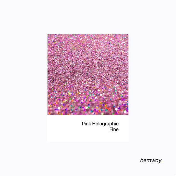 Hemway Polyurethane & Epoxy Resin Glitter 100g / 3.5oz Metallic Crystal Flake Additive for Flooring Jewelry Tumblers Glass Pigment - Fine (1/64" 0.015" 0.4mm) - Rose Pink Holographic