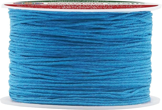 Mandala Crafts 1mm 109 Yards Light Blue Cotton Waxed Cord for Jewelry Making Bracelet Cord Waxed String - Beading String Thread Jewelry Cords for Necklaces String