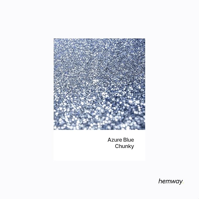 Hemway Polyurethane & Epoxy Resin Glitter 100g / 3.5oz Metallic Crystal Flake Additive for Flooring Jewelry Tumblers Glass Pigment - Chunky (1/40" 0.025" 0.6mm) - Azure Blue