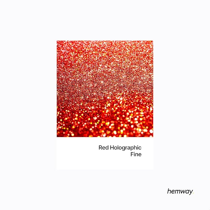 Hemway Polyurethane & Epoxy Resin Glitter 100g / 3.5oz Metallic Crystal Flake Additive for Flooring Jewelry Tumblers Glass Pigment - Fine (1/64" 0.015" 0.4mm) - Red Holographic