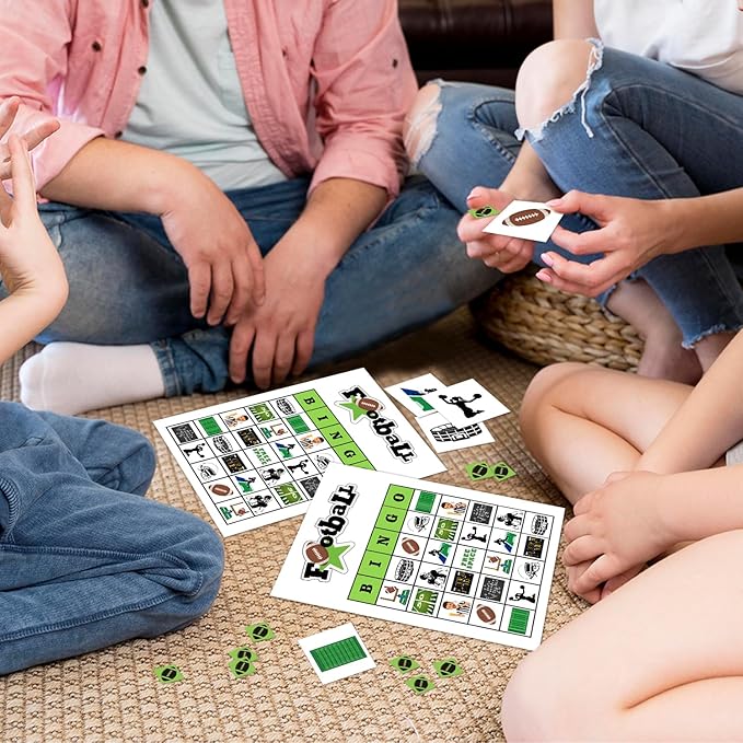 Football Party Bingo Game Cards(24 Players), Sport Themed Bingo Card for Family Friend Adult, Large Group Holiday Party Activity Favor Decoration Supplies -009