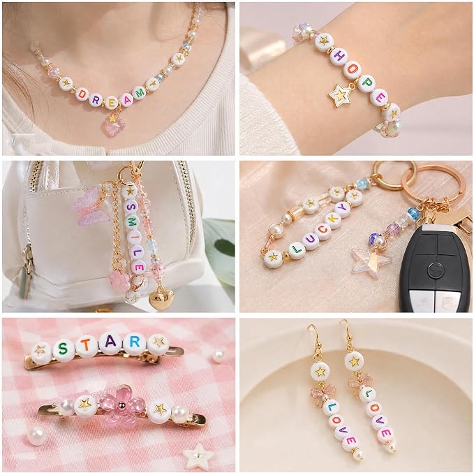 SUTOUG 1500PCS White Letter Beads and Star Beads - Image 7