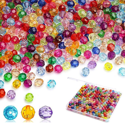 BONNY BOXX 1000pcs 6mm Acrylic Faceted Round Crystal Beads Mixed Colors Loose by BONNY+BOXX