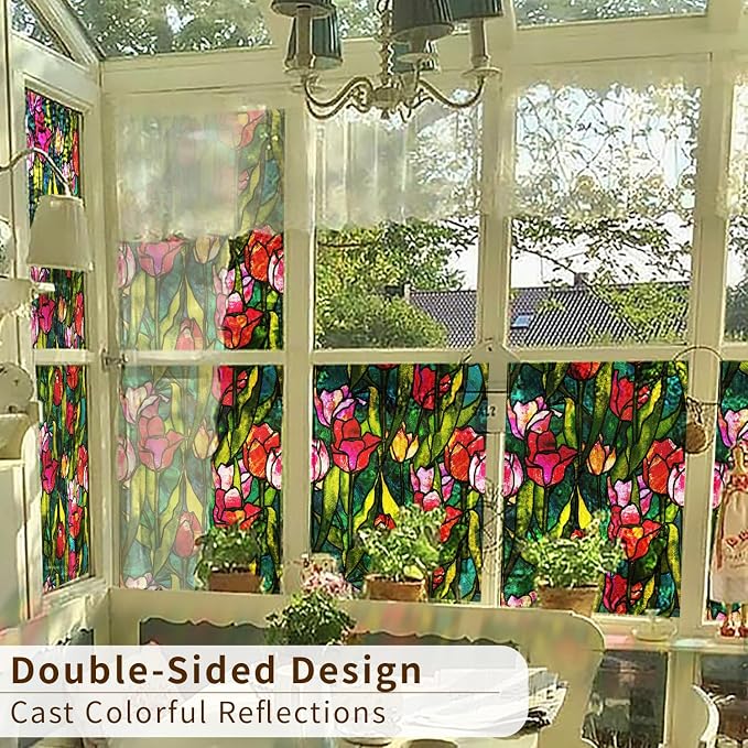 funlife Original Hand-Drawn Faux Stained Glass Window Film, Double-Sided Static - Image 4