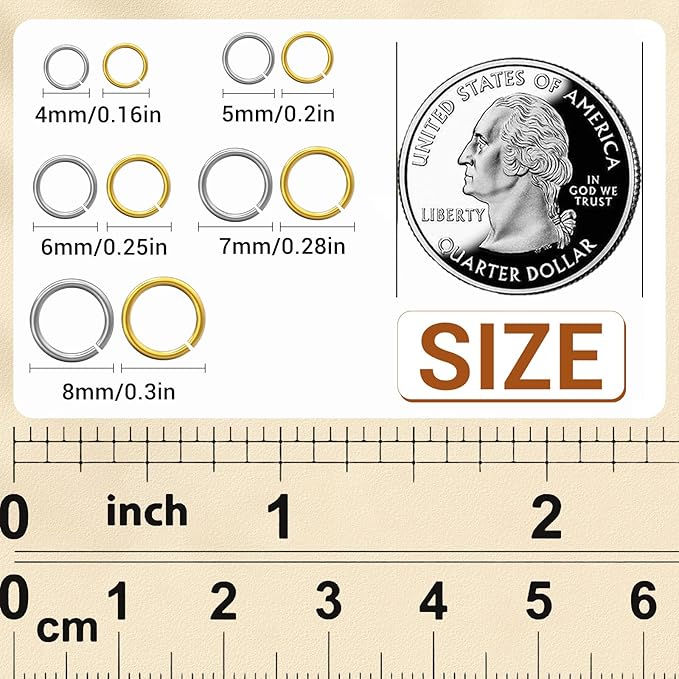 4600 Pcs Jump Rings for Jewelry Making Kit Gold & Silver, Open Rings - Image 3