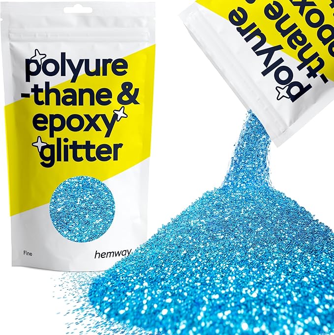 Hemway Polyurethane & Epoxy Resin Glitter 100g / 3.5oz Metallic Crystal Flake Additive for Flooring Jewelry Tumblers Glass Pigment - Fine (1/64" 0.015" 0.4mm) - Ocean Blue
