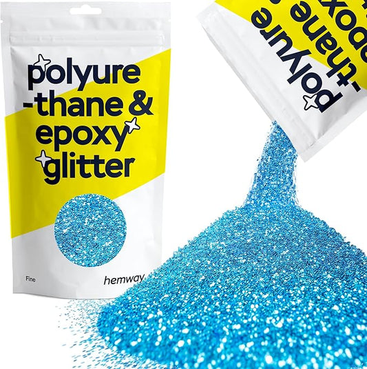 Hemway Polyurethane & Epoxy Resin Glitter 100g / 3.5oz Metallic Crystal Flake Additive for Flooring Jewelry Tumblers Glass Pigment - Fine (1/64" 0.015" 0.4mm) - Ocean Blue